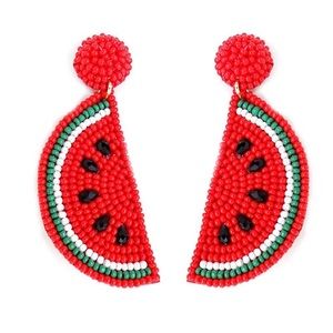 Watermelon seed bead earrings
